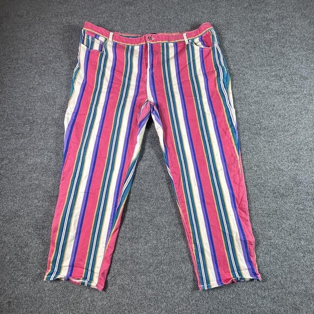 dELiA*s Jeans Women 2X Pink Cotton Denim Straight Leg Striped Streetwear Stretch